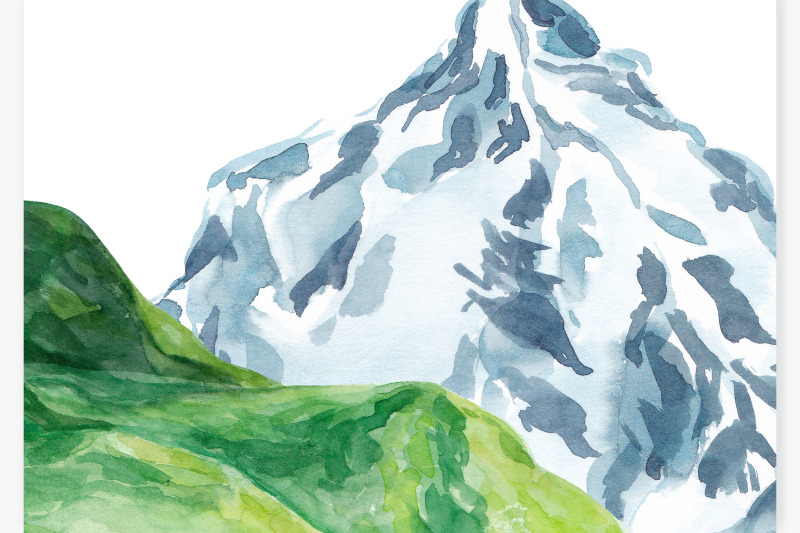 Watercolor Mountains clipart Hills clip art Mountains graphics By