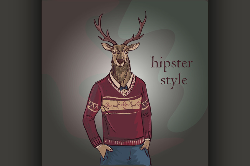 hand-drawn-vector-illustration-of-deer-hipster