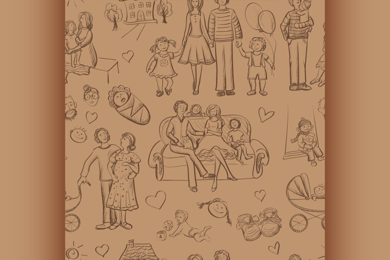 hand-drawn-seamless-pattern-with-happy-families