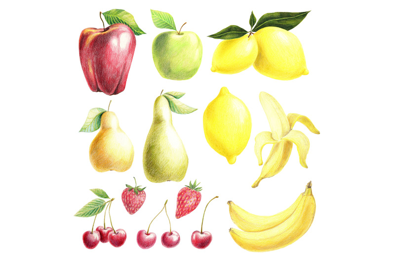 fruit-and-berries-set-hand-drawn-with-colored-pencils