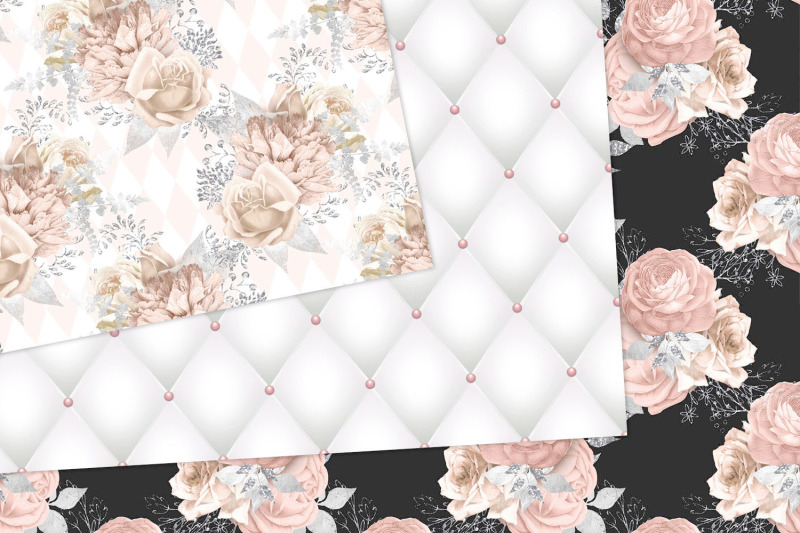 peach-and-silver-floral-digital-paper