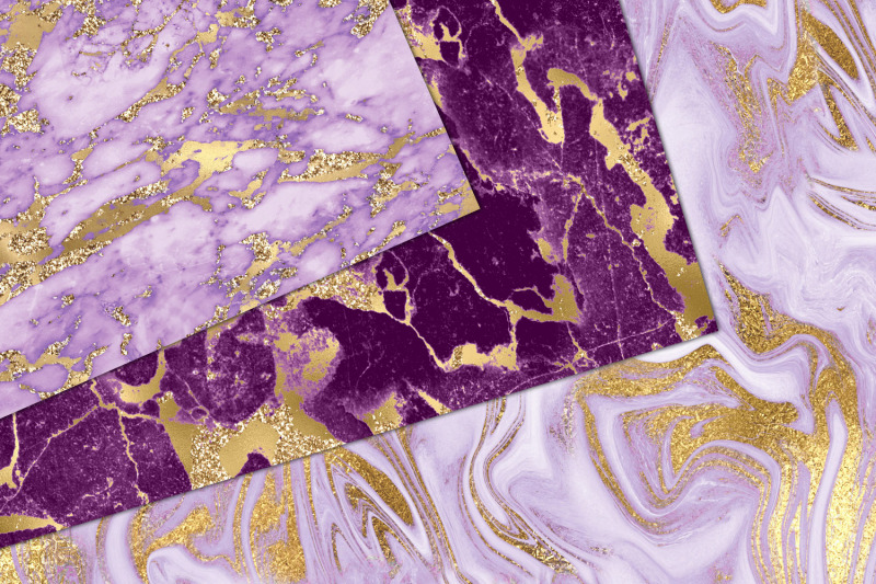 purple-and-gold-marble-digital-paper