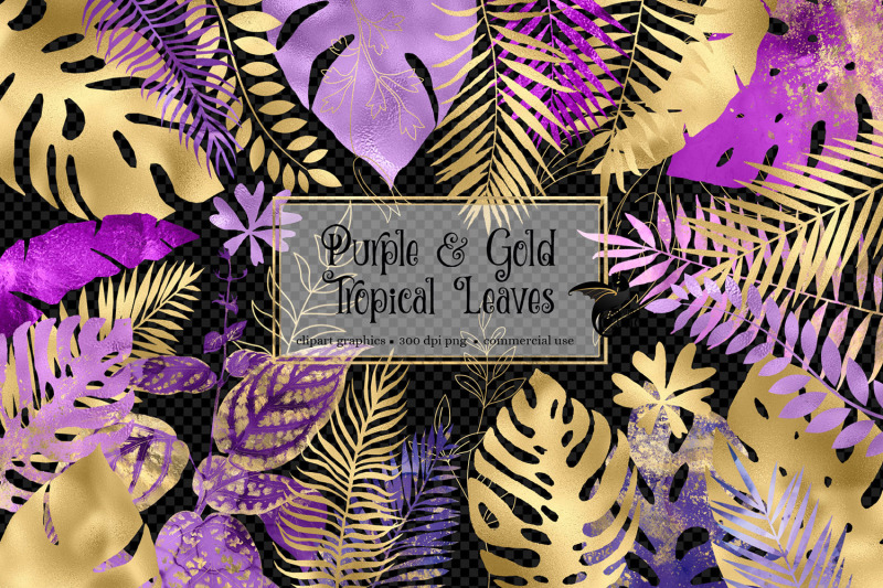 purple-and-gold-tropical-leaves-clipart