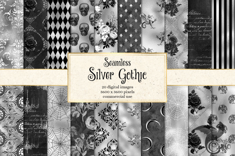 silver-gothic-digital-paper