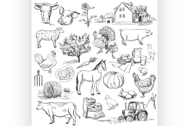 farm-collection-hand-drawn-set