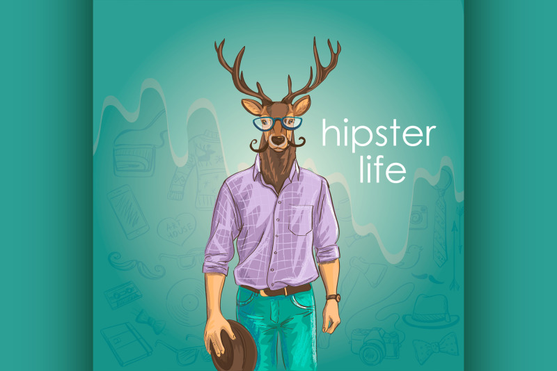 hand-drawn-vector-illustration-of-deer-hipster
