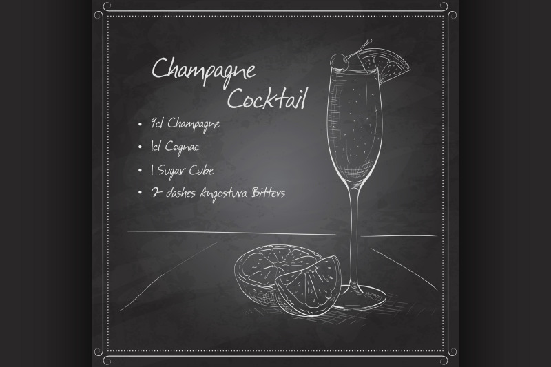 champagne-cocktail-on-black-board