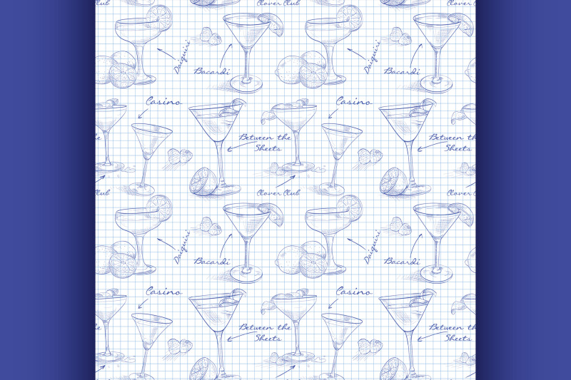 scetch-pattern-unforgettables-cocktails-on-notebook-page