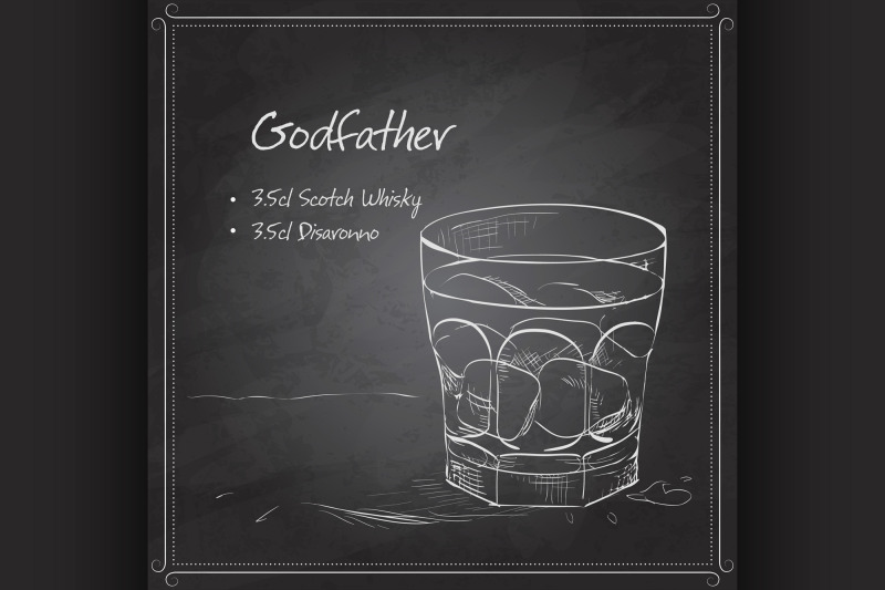 alcoholic-cocktail-godfather-on-black-board