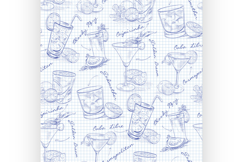 scetch-pattern-contemporary-classic-cocktails-on-notebook-page