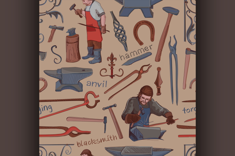 seamless-pattern-with-objects-on-blacksmith-theme
