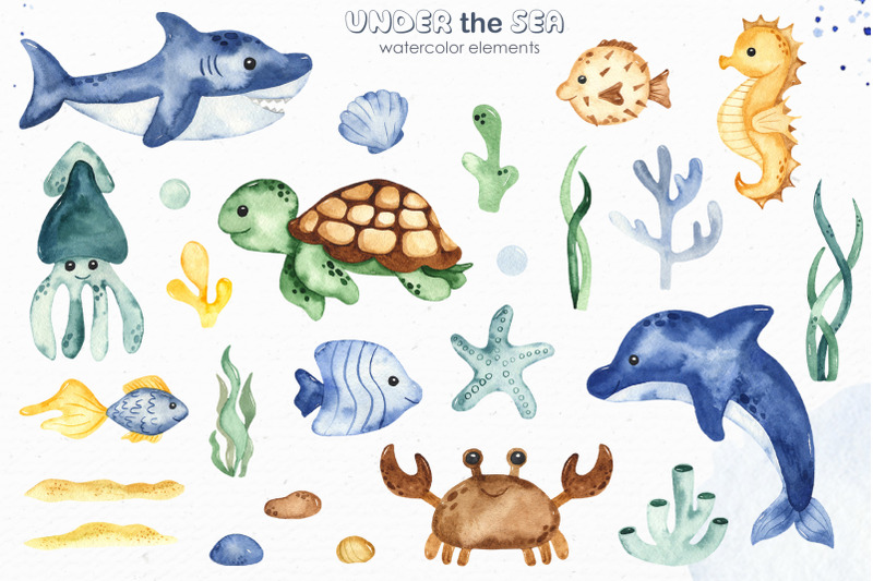 under-the-sea-watercolor-clipart-frames-cards-patterns