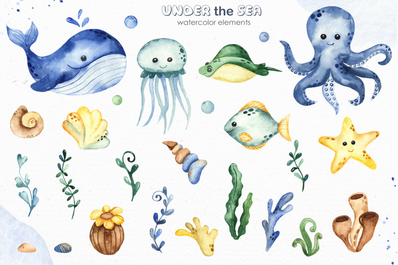 under-the-sea-watercolor-clipart-frames-cards-patterns