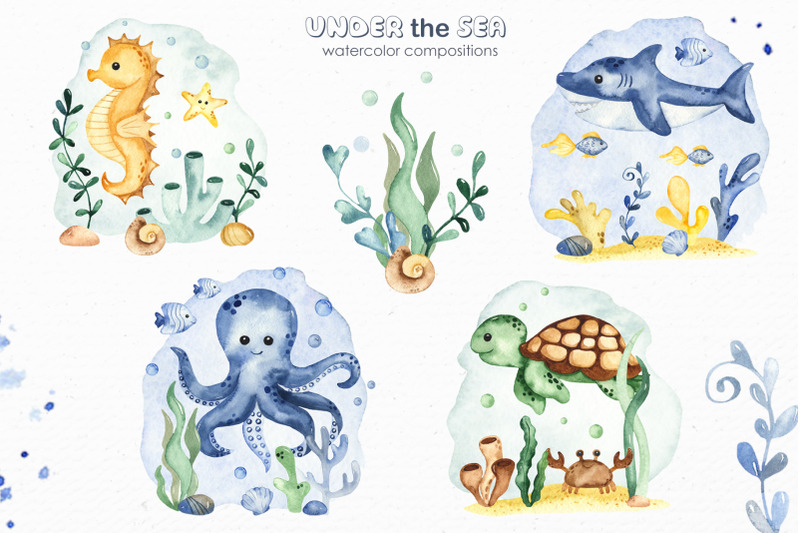 under-the-sea-watercolor-clipart-frames-cards-patterns