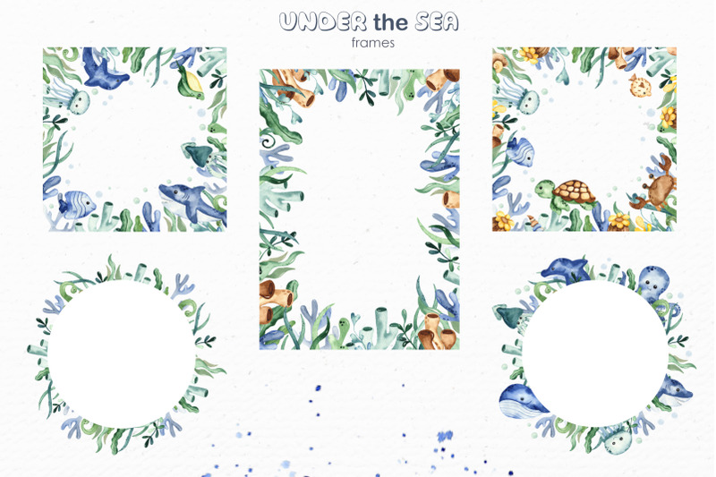 under-the-sea-watercolor-clipart-frames-cards-patterns