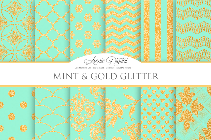 gold-and-mint-digital-paper