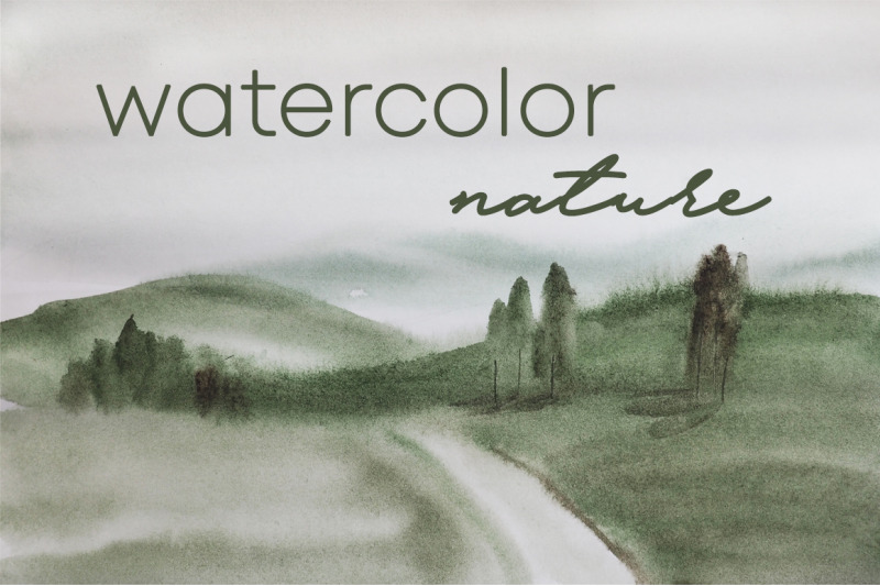 watercolor-nature-and-landscape-with-tree-and-road-of-summer