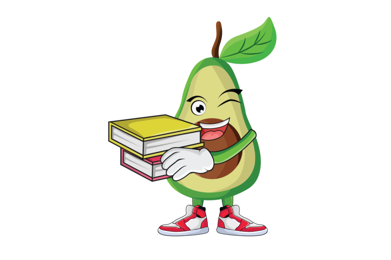 avocado-with-books-fruit-cartoon-character