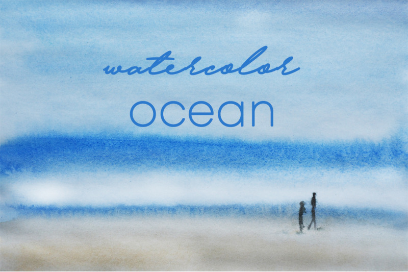 watercolor-nature-and-landscape-of-summer-ocean-and-waves