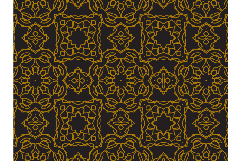 pattern-gold-floral-and-square-ornaments