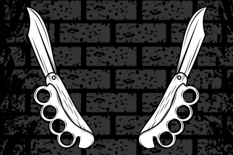 knife-with-knuckle-hand-drawing-vector