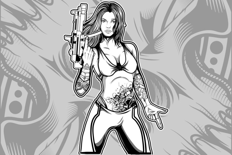 sexy-woman-holding-a-gun-hand-drawing-vector