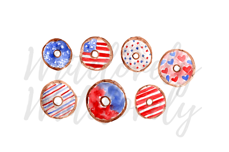 watercolor-forth-of-july-donuts