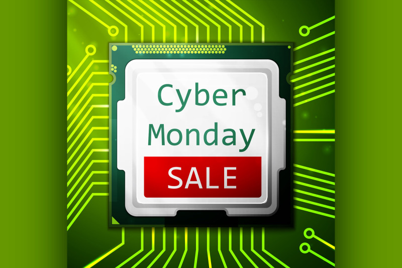 cyber-monday-sale-poster-electronic-circuit-board-with-processor