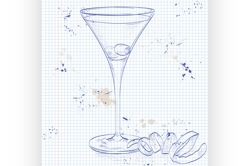 cocktail-dirty-martini-on-a-notebook-page