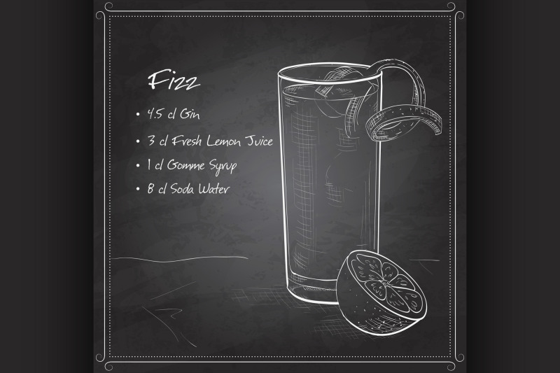 gin-fizz-cocktail-on-black-board