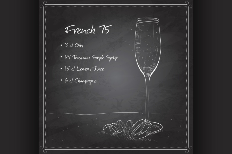 cocktail-french-75-on-black-board