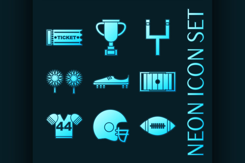 set-of-american-football-glowing-neon-icons