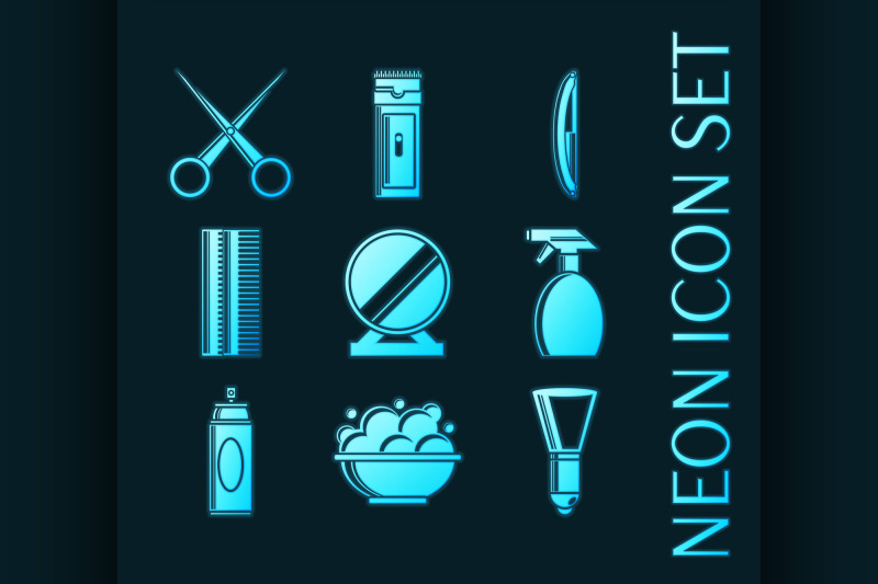 set-of-barbershop-glowing-style-neon-icons