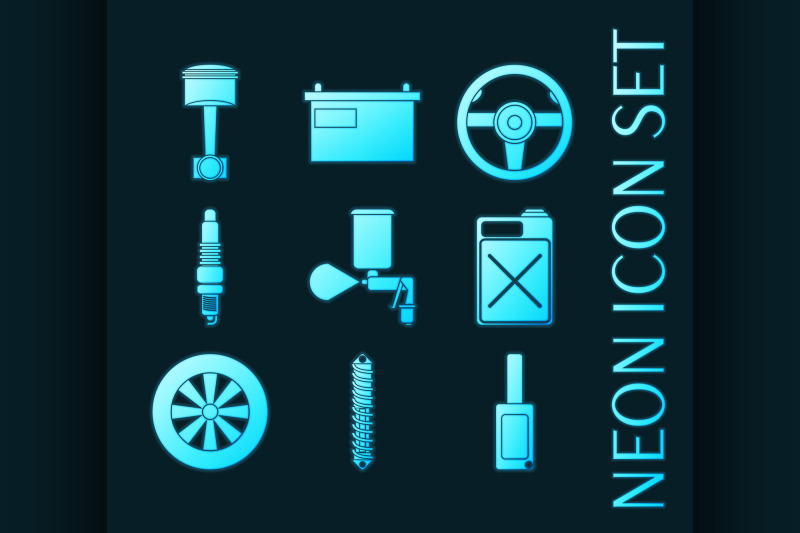 set-of-car-service-glowing-neon-icons