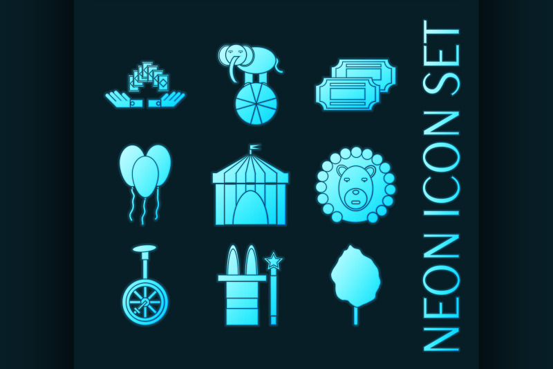 set-of-circus-blue-glowing-neon-icons