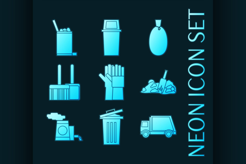 set-of-garbage-blue-glowing-neon-icons