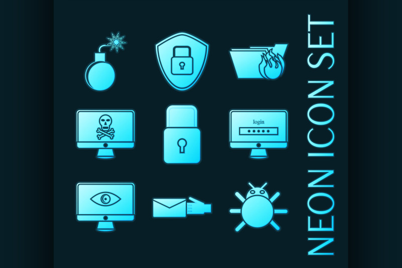 set-of-hacking-protection-glowing-neon-icons