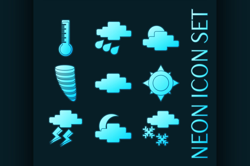 set-of-weather-blue-glowing-neon-icons