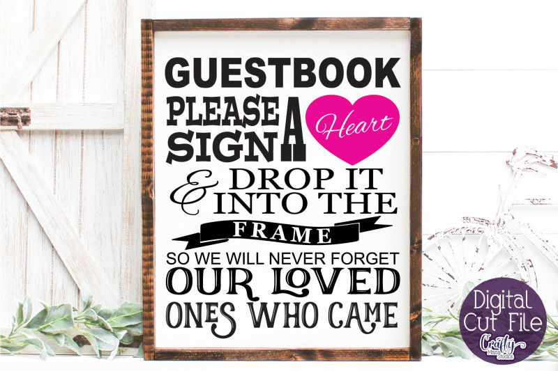 Wedding Guestbook Svg, Heart Drop In Guest Book Sign Free File