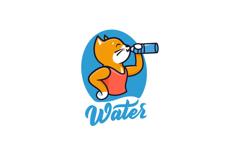 cute-kitty-drink-water-logo