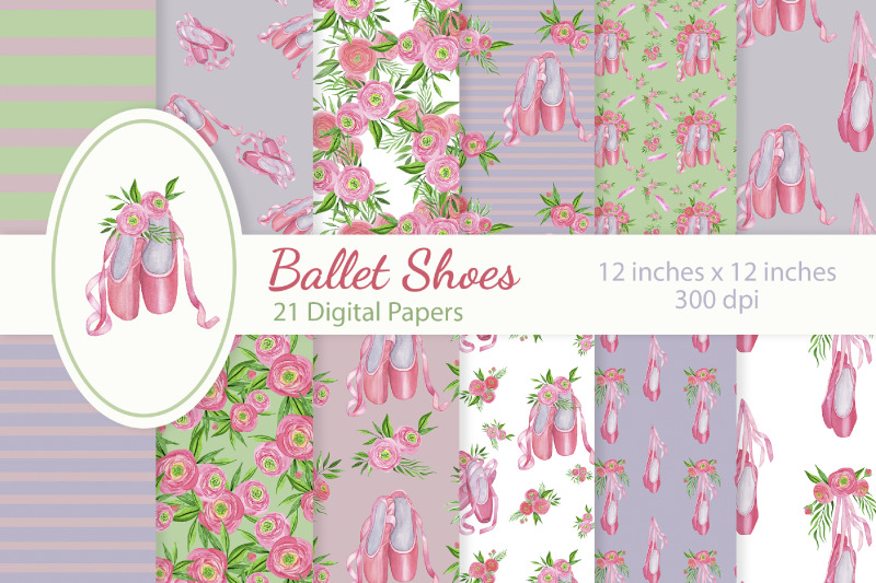 floral-ballet-shoes-digital-papers-set