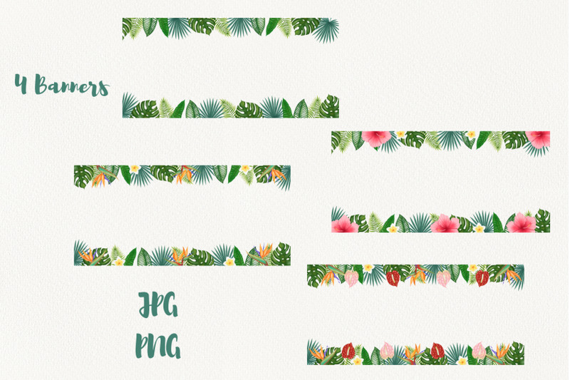 tropical-leaves-and-flowers-clipart