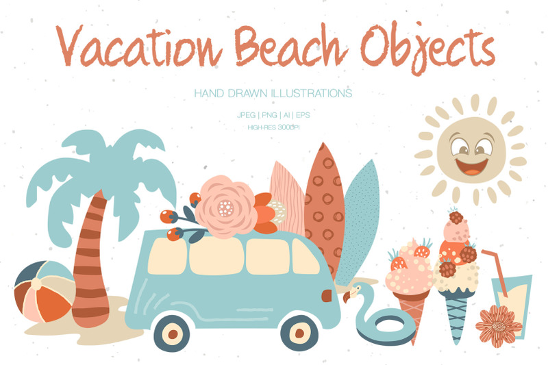 vacation-beach-objects-illustrations