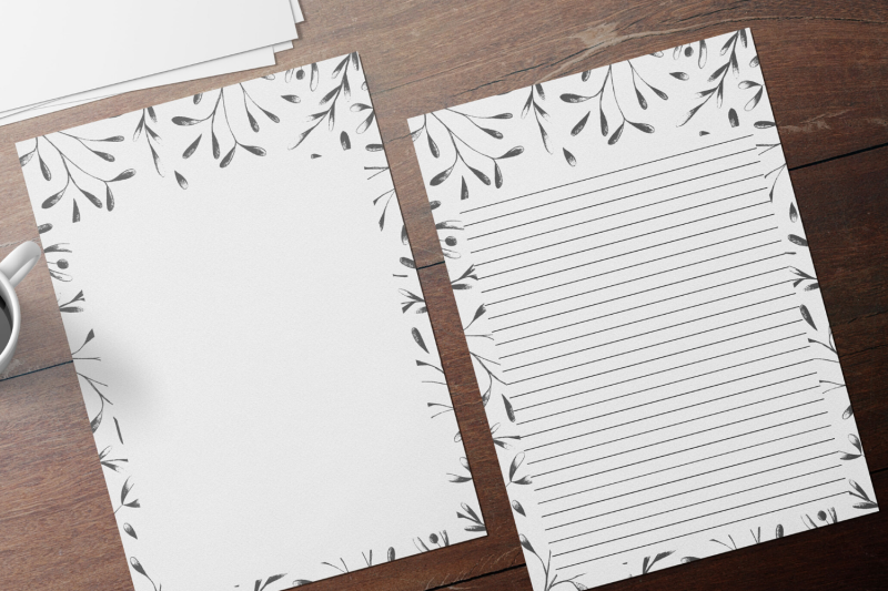 simple-botanical-floral-stationery-lined-digital-note-paper