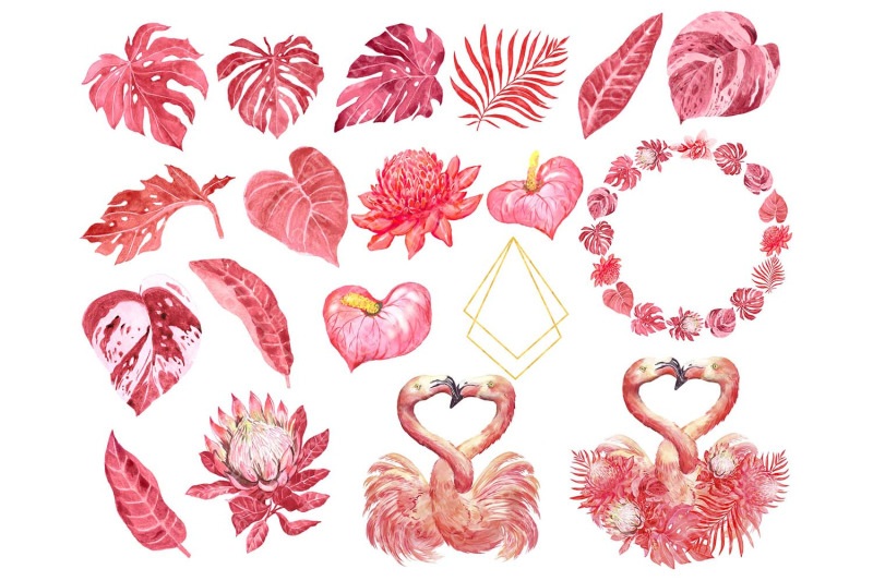 flamingo-watercolor-clipart-pink-flamingos-love-clipart-floral