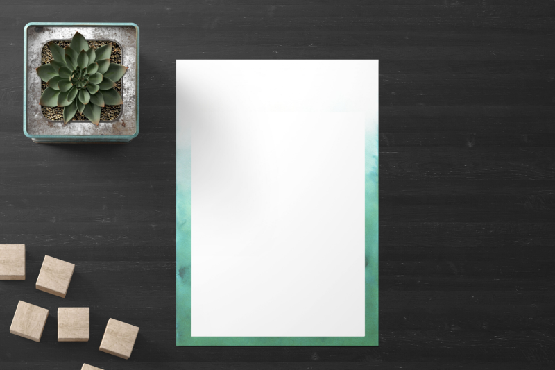 green-watercolor-stationery-lined-digital-note-paper