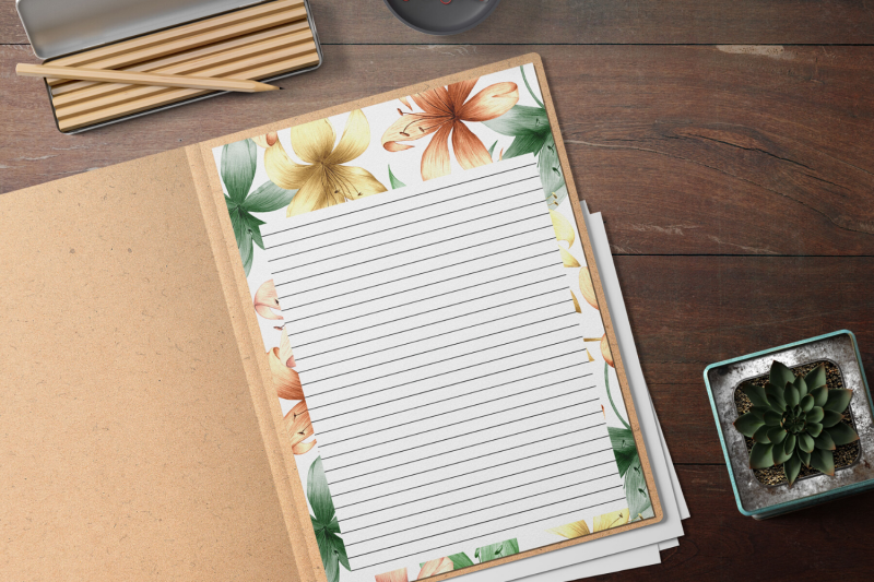 floral-printable-stationery-lined-digital-note-paper