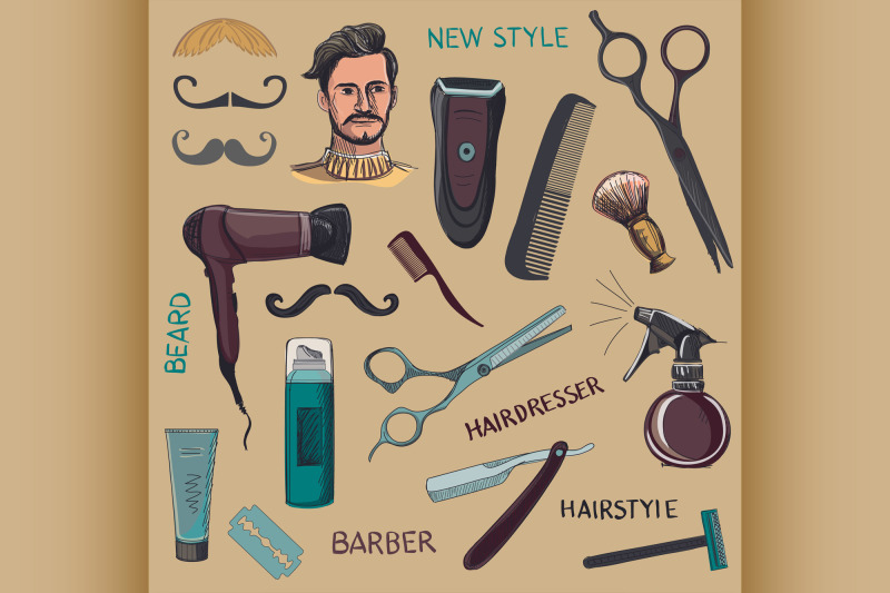 set-of-vintage-barber-shop-elements