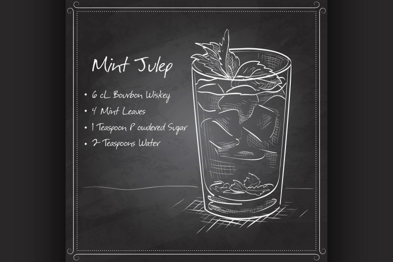 cocktail-mint-julep-on-black-board