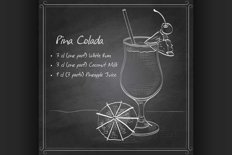 cocktail-pina-colada-on-black-board